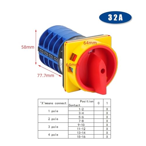 Sélecteur rotatif de sécurité LW26GS-32A commutateur 4P à 16 bornes pour atelier - 3