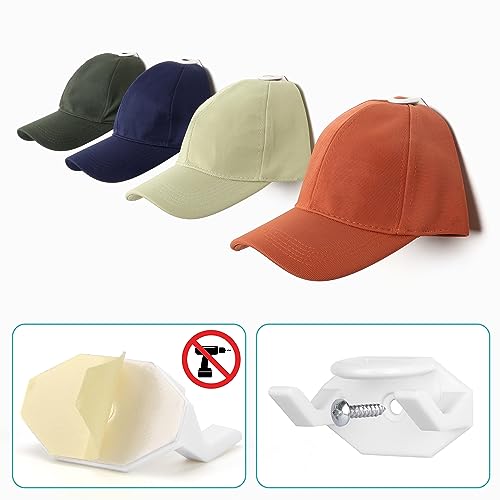 BELLE VOUS 16er Pack selbstklebende Cap Halterung - Cap Halter Wandhalter für Baseballmützen - Kappenhalter Cap Aufbewahrung für die Wand - Huthalter Basecap Halterung - Weiß