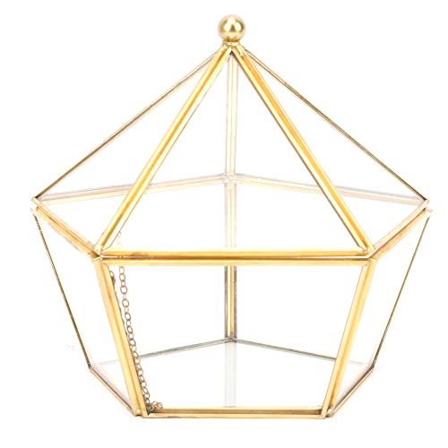 Gucagle Macetero de Vidrio geométrico con Adornos de Cobre, diseño Moderno único, Recipiente para Plantas suculentas, Soporte para Flores Artificiales, decoración del hogar, decoración de
