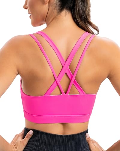 Image of RUNNING GIRL Sports Bras for Women,Padded Strappy Sports Bras Criss-Cross Back Medium Support Sports Bras with Removable Cups