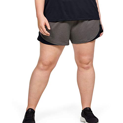 Under Armour (アンダーアーマー) レディース プレーアップ ショーツ 3.0 カーボンヘザー (090)/ブラック 1X