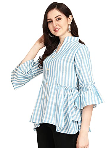 GRECIILOOKS Women’s Linen Rayon 3/4 Butter-Fly Sleeve Stylish Casual Wear for Women/Girls Western Top