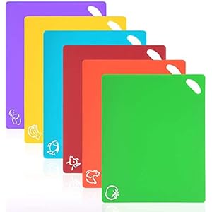 Vicloon Snijplank, Kunststof Snijplank Met Levensmiddel-Icons & Easy-Grip-grepen, Antibacterieel, Antislip…