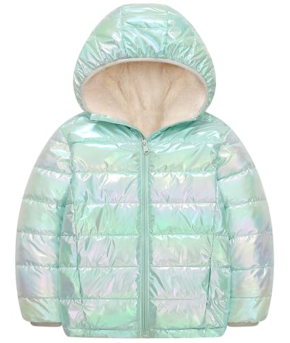 Image of Lovekider 4-12 Years Girls Hooded Puffer Jacket Warmth Padded Winter Coat | Metallic Shine Fabric, Fleece Lining, Windproof, Water Resistant, Keep Warm, Down Alternative, for Cold Weather