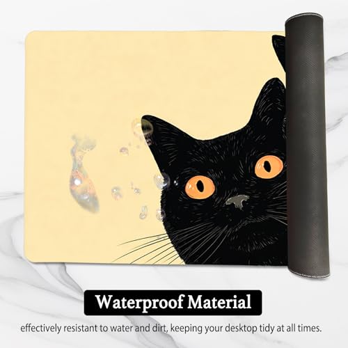 Image of Nuxovilar Professional Large Mouse Pad & Computer Game Mouse Mat (35.4x15.7IN, Artistic Black Cats with Yellow Eyes) (90 * 40cm Artistic Black Cats)