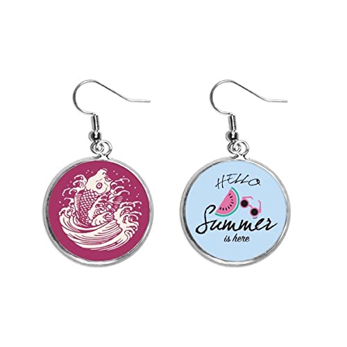 Pendientes de sandía pintura roja cultura japonesa pescados de verano