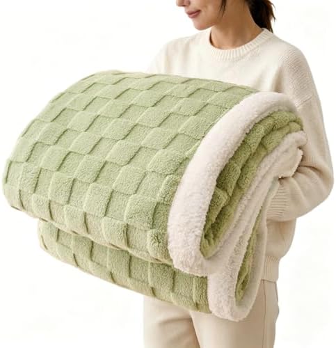 Sherpa Throw Blanket for Couch, Flannel Cozy Soft Thick Blanket f...