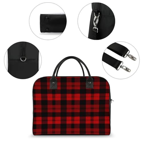 Maletín rojo y negro a cuadros para laptop unisex ligero miniatura 6