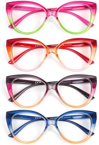 Cat Eye Reading Glasses for Women-Blue Light Reading Glasses for Women Readers with Flexible Spring Hinges, Anti-Glare Readers 1.25+