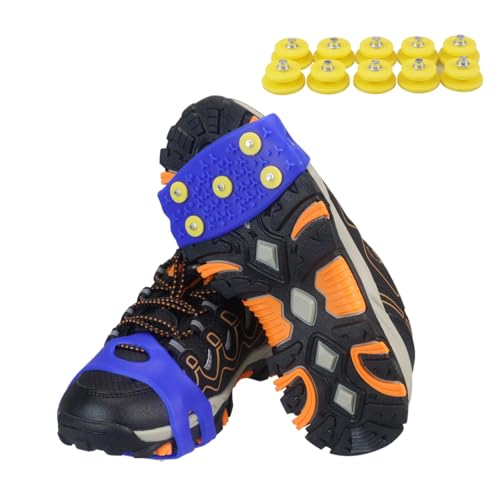 Kids Ice Cleats for Shoes & Boots, Anti-Slip Snow Cleats with Extra 10 Stainless Steel Ice Spikes, Silicone Snow Grips for Kids, Youth & Toddlers Walking, Running & Outdoor Play