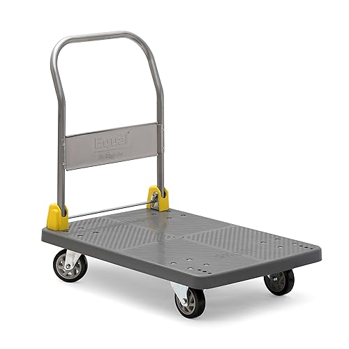 Image of Equal 400kg Portable Foldable Platform Trolley - Heavy-Duty PP Frame - 360 Degree Rotating High-Density PU Wheels - 1-Year Warranty - Warehouse, Factory and Industrial Use (90cm x 60cm)