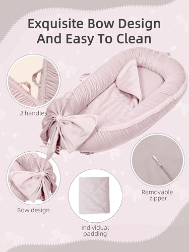 Image of EAQ Baby Lounger, Infant Lounger for Newborn,Portable Baby Nest Cover Breathable & Soft, Newborn Essentials