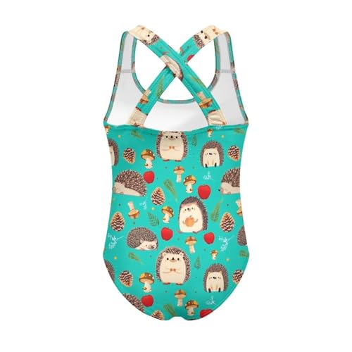 Axolotl Penguin Hedgehog Girls One Pieces Swimsuit, Mushroom Strawberry Kids Bathing Suit for Girls 5-14 Years Old2