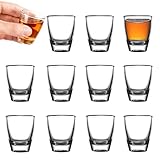 ARCPNRT 12 PCS Bicchierini da Liquore, Bicchieri Grappa Vetro, Set Utensili da Bar, Bicchiere da Vino a Forma di Uovo, 35ml/3cl Bicchierini Shot a Base Spessa, Bicchieri da Shot Trasparenti