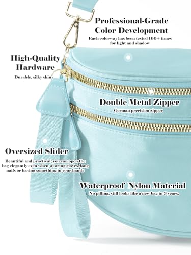 Image of Pure Colour Crossbody Bag Bum Bag for Women,Spacious Purse Fanny Packs Belt Bag,Oversized Bum Bag (Colour Bum Bag-Ice Blue)