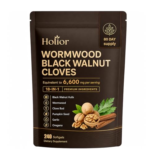 Holior Wormwood Black Walnut Cloves 18-in-1 Supplement 240 Softgels