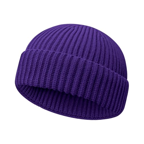 Image of Wool Fisherman Beanies for Men Women Short Cuff Knit Beanie Winter Warm Hats Trawler Hat Stylish Watch Cap
