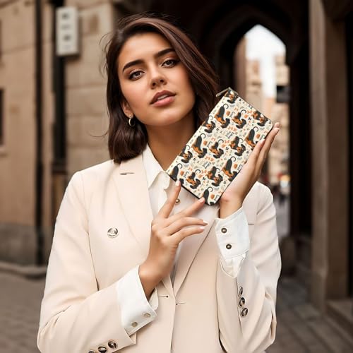 Leather Thin Slim Wallets for Women Men - Fashion Cartoon Cute Puppy Print Card Wallet Holder with Zipper 6