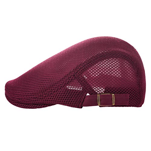 Image of VOBOOM Men Breathable Mesh Summer Hat Adjustable Newsboy Beret Ivy Cabbie Flat Cap