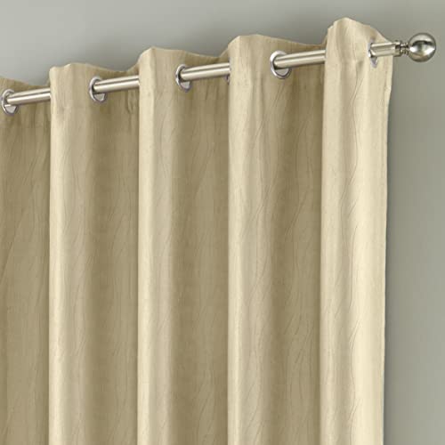 Enhanced Living Goodwood Eyelet Cream Curtains for Bedroom with Subtle Wave Pattern, 90x72 inch (229x183 cm) - Image 2