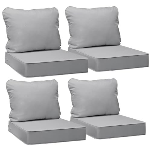 Image of AAAAAcessories Outdoor Deep Seat Cushions, Waterproof, Fade-Resistant Patio Furniture Replacement Cushions, 25.5 inch x 25.5 inch x 5 inch + 25.5 inch x 19 inch, Set of 4, Gray