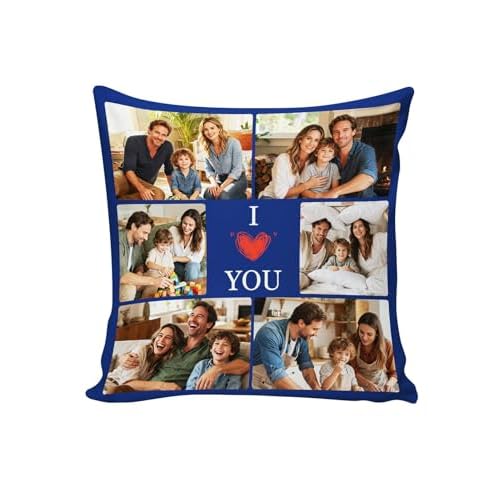 Custom4U Couple Gifts Custom Pillow with Picture & Text I Love You Customized Square Throw Pillow Girlfriend Boyfriend Love Gifts for Birthday Anniversary Wedding (Optional Pillow Insert) St