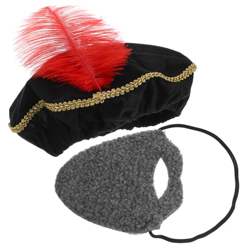 CIMAXIC Men's Medieval Renaissance Hat Complete Costume Beard Oxford Cloth Lint Material Renaissance Hat for Men