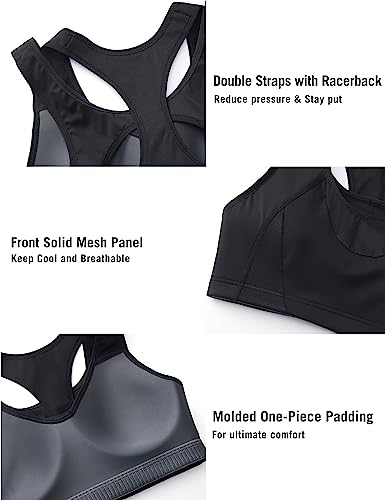 SYROKAN Sports Bras for Women High Support Mesh Full Coverage Racerback Wireless No Bounce Running Bras4