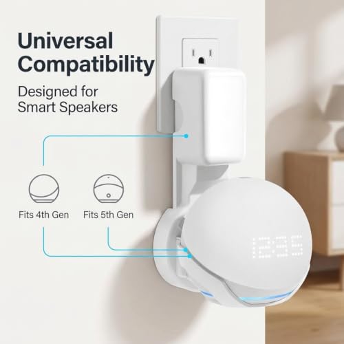 Image of ZORBES Wall Adapter Holder for Echo Dot 4th Gen /Echo Dot 5th Gen Smart Speaker. Echo Dot Accessories Built-in Plug Cable Management with Stand for Echo Dot Speakers, Smart Speaker Stand(Holder Only)