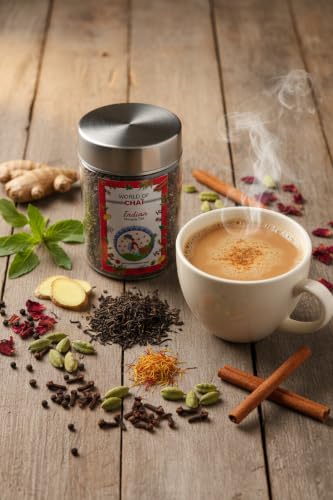 Image of World of Chai Indian Masala Tea with Saffron & Tulsi, 100 g