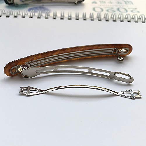 Hyfeel 4 Inches Long Hair Barrettes Stylish French Automatic Hair Clips Ponytail Holders Large Acrylic Resin Hairgrip Clasp Clamp For Women Thick Hair, Fashion Hair Accessories Green Brown Black 3 Pack #TOP5