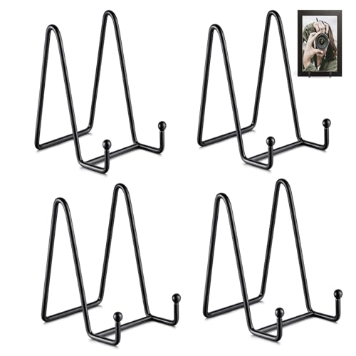 RoadLoo 4 pièces Chevalet Support Presentoir Porte Assiette -8 Pouces Metal Support Assiette Decorative - Support Cadre Photo de Table Présentoir de Fer pour...