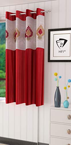 Image of LaVichitra Polyester Window Curtain with Designer Net (5ft, Maroon) -1 Piece