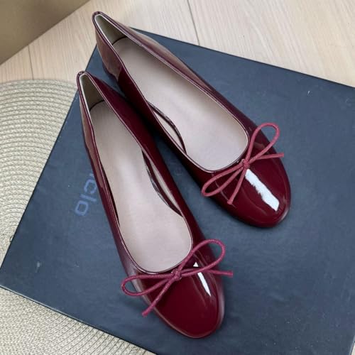 SAILING LU Women's Bow-Knot Round Toe Ballet Flats Elegant Bride Dress Flat Shoes Cute Party Flats Female Slip-On Loafers2