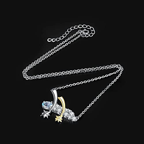 Collier Pendentif Topaze Ciel Bleu Argent 925 Idée Cadeau Femme Ovale