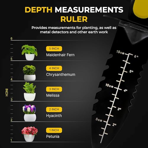 CKG Metal Detector Shovel,Heavy Duty Double Serrated Edge Digger-Detecting Digging Tool with Sheath Knife for Gardening Trowel Hunting Camping,Weeding,Planting & Treasure Hunting,Black by CKG - Image 5
