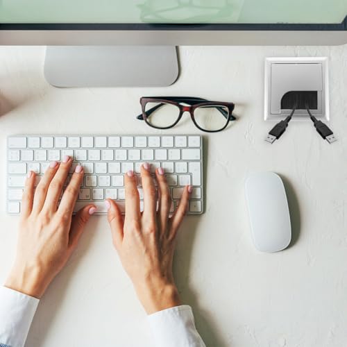TEHAUX 4 piezas Tapas para Orificios de Cable con Cepillo de Plástico para Escritorios, Bordes Redondeados, Gestión de Cables para Computadoras, Uso en Hogar y Oficina miniatura 7