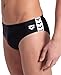ARENA Feel Icons Solid Men's Swim Briefs Waterfeel Stretchy Fitness Swimming Stylish Suit Comfortable Pool Bathing Swimsuit, Black/White, US Size 36