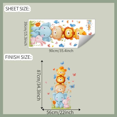Vinilos decorativos de animales adorables en vinilo removible para niños miniatura 2