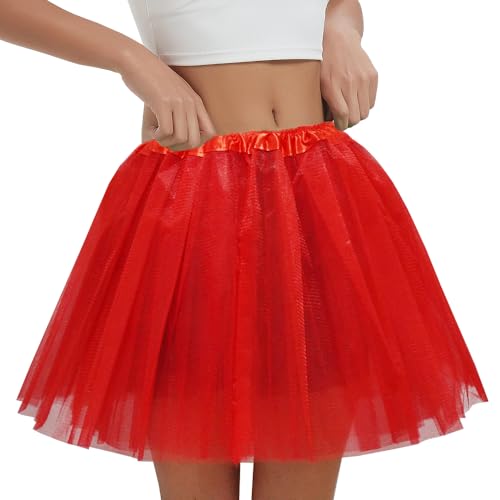 Women's 5-Layer Tulle Tutu Skirt, Adult Dance Ballet Tulle Dress,Teens Halloween Cosplay Running Tutu
