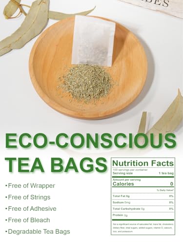 Image of TeeLux Eucalyptus Tea Bags, Premium Dried Eucalyptus Leaves Tea, Refreshing & Smooth Flavor, Caffeine Free, 100 Count