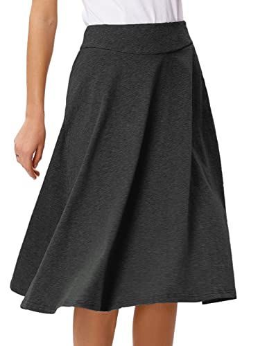 Kate Kasin Casual Skirts Below The Knee Length for Women Plus Size(3XL,Deep Grey)
