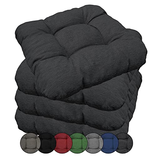 Cojines Capri para Sillas 38 x 38 x 8 cm - Cómodos Cojines De Asiento Acolchados para Interiores y Exteriores - Diseño Capitoné, Color:Antracita, Juego:Juego de 4 Cover