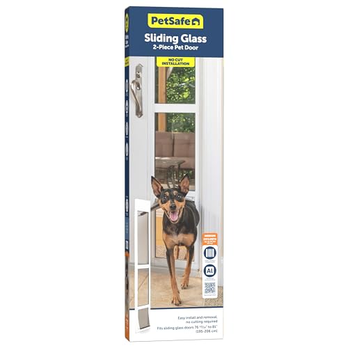 PetSafe - Porte en Verre Coulissante pour Chats et Chiens en 2 pièces - Aucune Découpe, Durable, Résistant aux Intempéries - Moyen