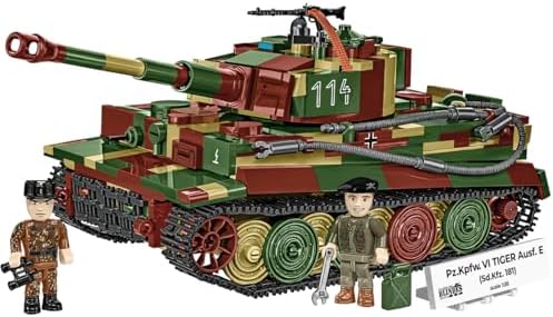 COBI Tiger I 114/Bretagne, 1:35, 870 Teile, 2 Figuren | Pad Printed, 2 Markierungen, Motor herausnehmbar, Ketten, 2 Figuren, Namensschild, 1:35, 9+