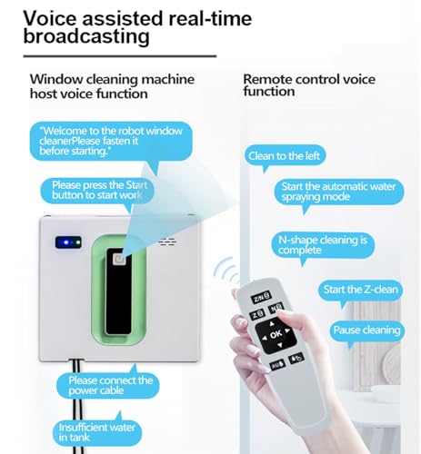 Window Cleaner Robot, 50ML Dual Water Tank, 3000Pa Strong Suction Smart Window Cleaning Robot, Support APP & Remote Control Robot Window Cleaner, Suitable for Outdoor/Indoor High Rise Windows - Image 7