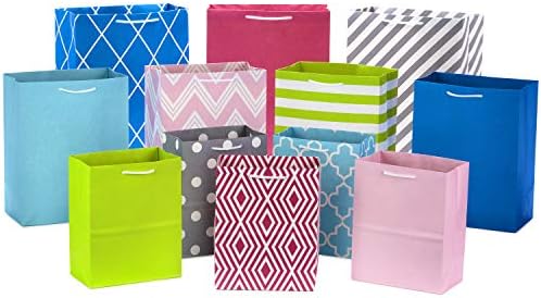 Hallmark Pastel Gift Bag Bundle in Assorted Sizes (Pack of 12 - 5 Medium 8", 4 Large 11", 3 Extra Large 14") for Baby Showers, Bridal Showers, Birthdays, Easter