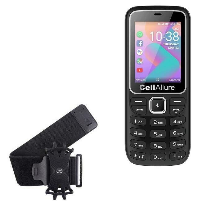 BoxWave Holster Compatible with CellAllure Smart Temp - ActiveStretch Sport Armband, Adjustable Armband for Workout and Running - Jet Black