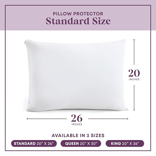 CirclesHome Pillow Protectors 2 Pack Standard Zippered - 100% Cotton Breathable Pillowcases - Protects Pillows from Dirt, Dust and Debri (Standard - Set of 2 - 20x26)