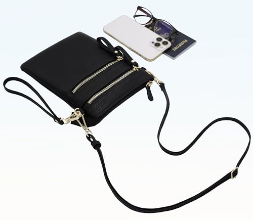 Solene Small Crossbody Bag for Women, Multi Zip Pockets with Detachable Wristlet, Lightweight Travel Purse, Cell Phone Pouch2